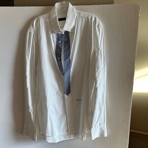 NWT DSQUARED2 White Shirt with Blue Detail